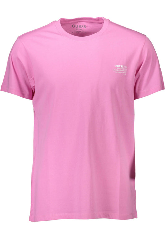 Pink Crew Neck Logo Tee - Casual Elegance