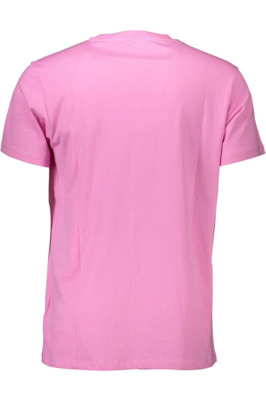 Pink Crew Neck Logo Tee - Casual Elegance