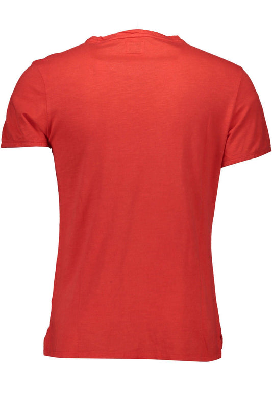 Exquisite Red Logo Tee with Round Neck