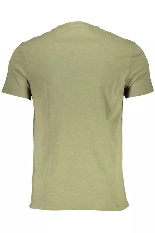Chic Green Organic Cotton Tee with Embroidery