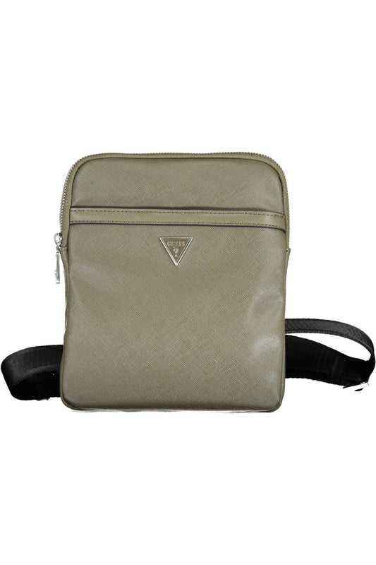 Urban Chic Green Shoulder Bag with Logo Accents