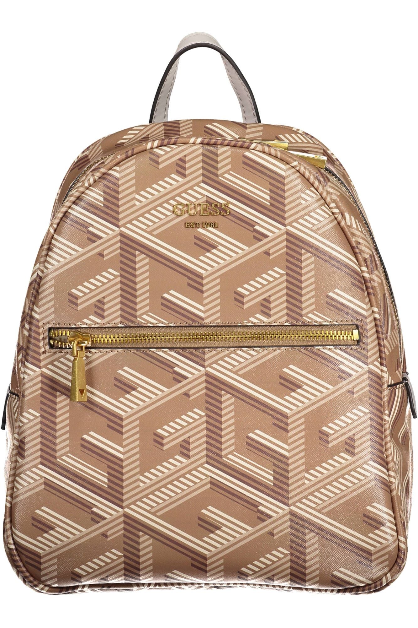 Chic Brown Backpack with Elegant Logo Detailing
