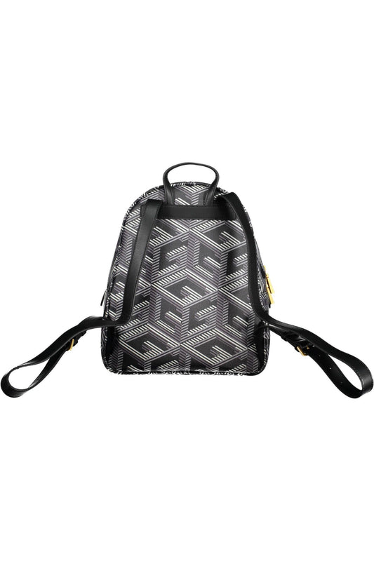 Chic Black Polyurethane Backpack for Daily Elegance