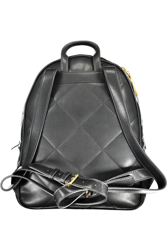 Chic Black Polyurethane Backpack With Logo Detail