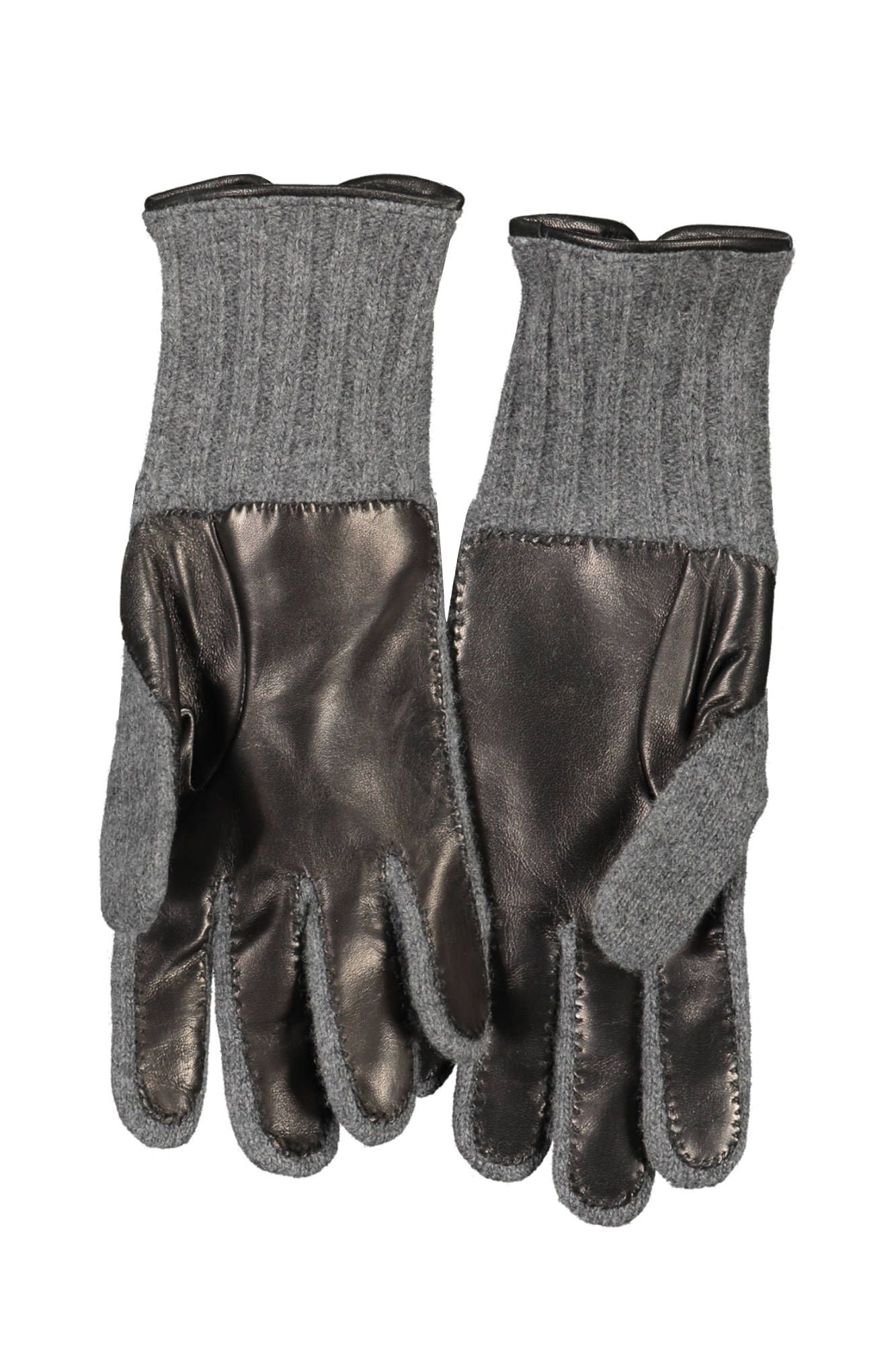 Chic Gray Wool Gloves with Logo Detail