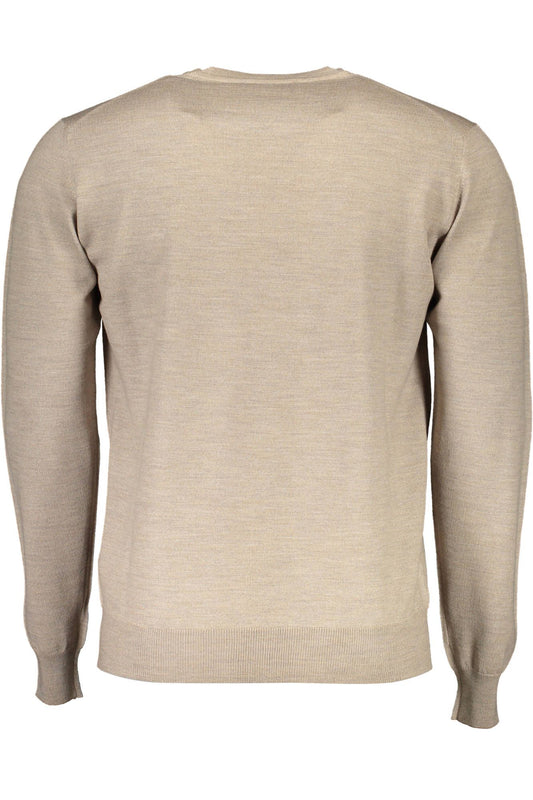 Beige Wool Crew Neck Luxury Sweater