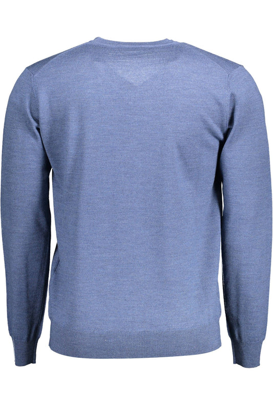 Elegant V-Neck Wool Sweater in Blue