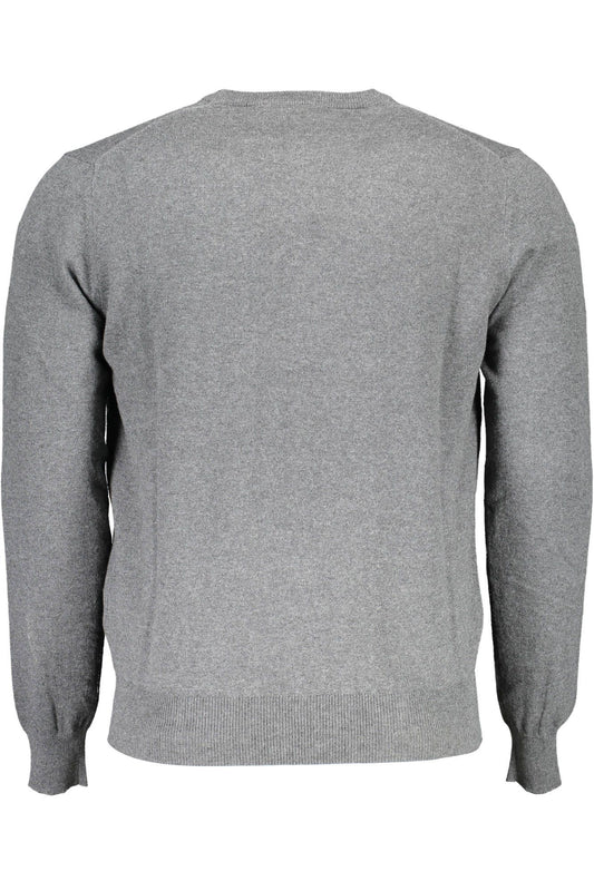 Elegant Grey Cotton Round Neck Sweater