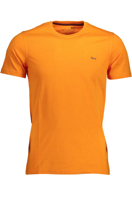 Sleek Orange Embroidered Logo Tee