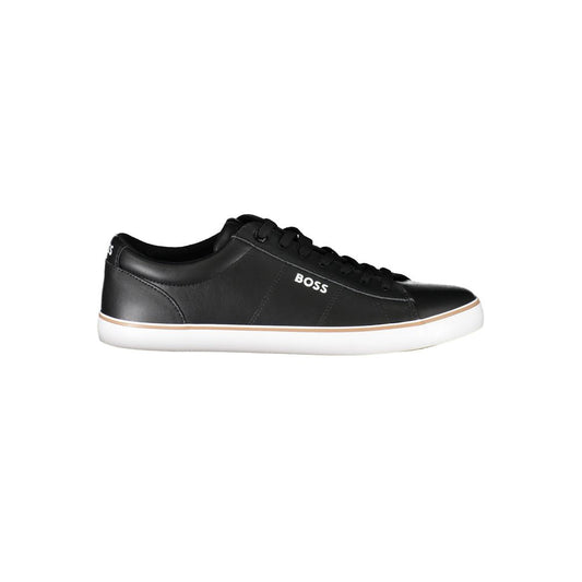 Sleek Black Contrast Lace-Up Sneakers