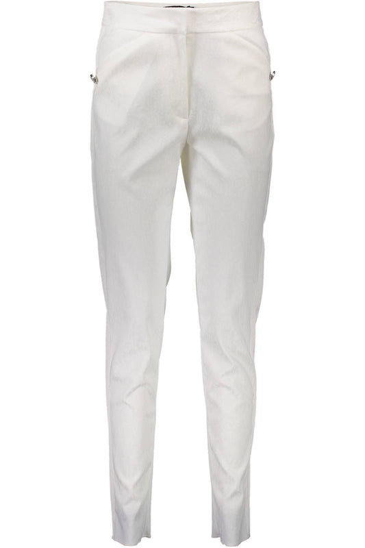 Chic White Two-Pocket Trousers with Logo Detail
