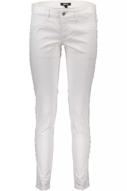Chic White Cotton Blend Trousers