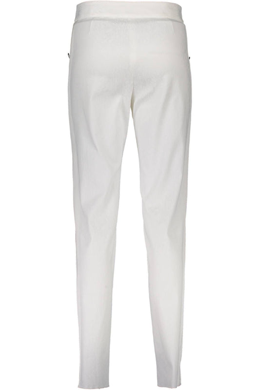 Chic White Two-Pocket Trousers with Logo Detail