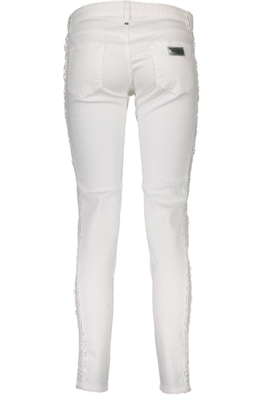 Chic White Cotton Trousers with Logo Detailing
