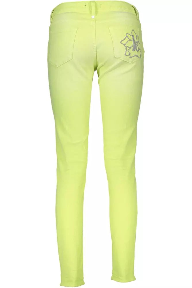 Chic Yellow Cotton Blend Trousers