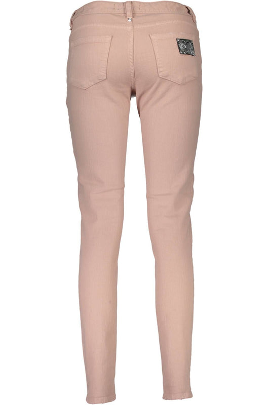 Chic Pink Distressed 5-Pocket Trousers