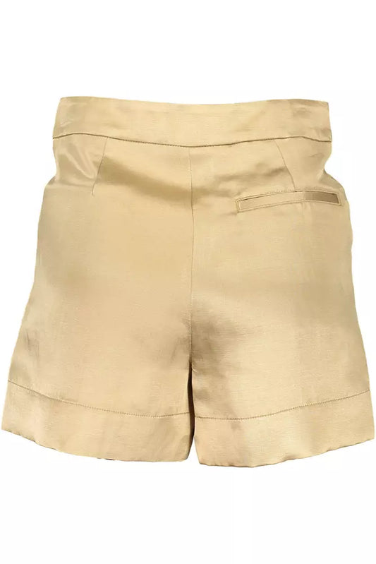 Glimmering Gold Linen-Blend Trousers