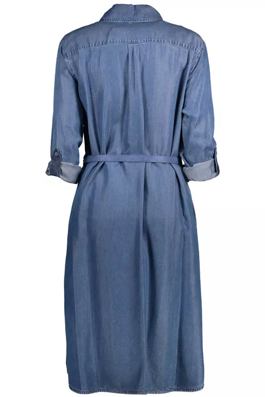Chic Blue Denim Dress with Waist Belt