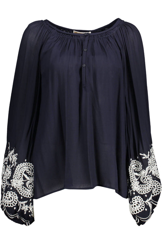 Elegant Wide Neckline Blouse with Embroidery