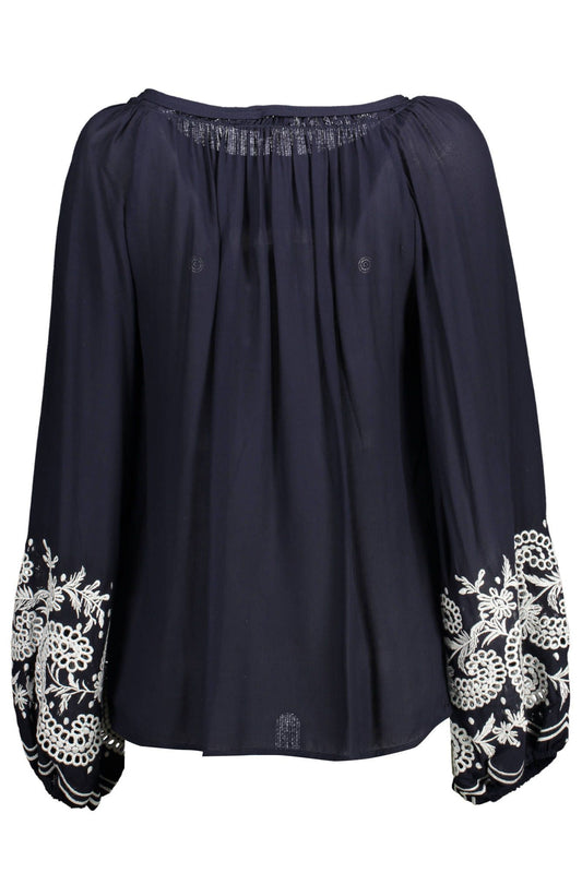 Elegant Wide Neckline Blouse with Embroidery