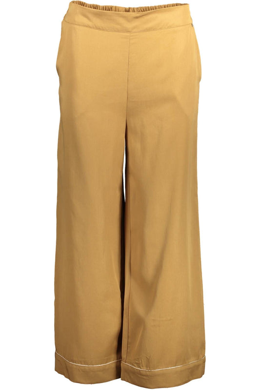 Chic Brown Lyocell Trousers with Contrast Detail