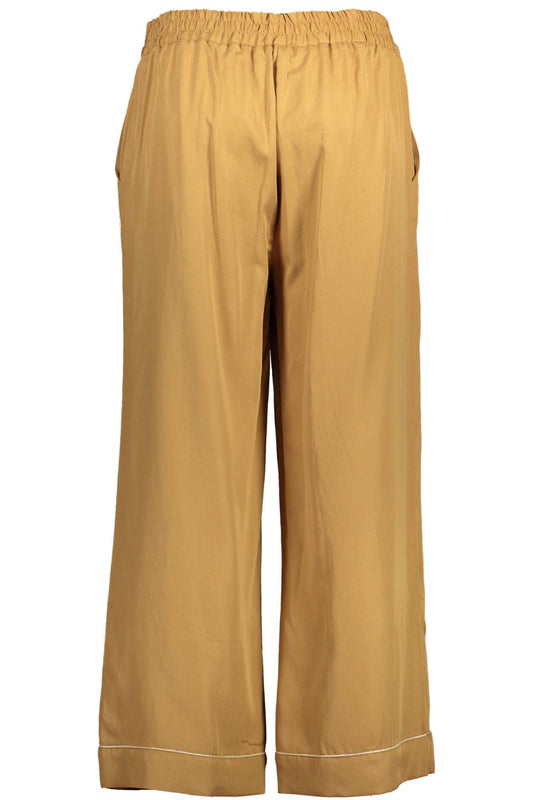 Chic Brown Lyocell Trousers with Contrast Detail