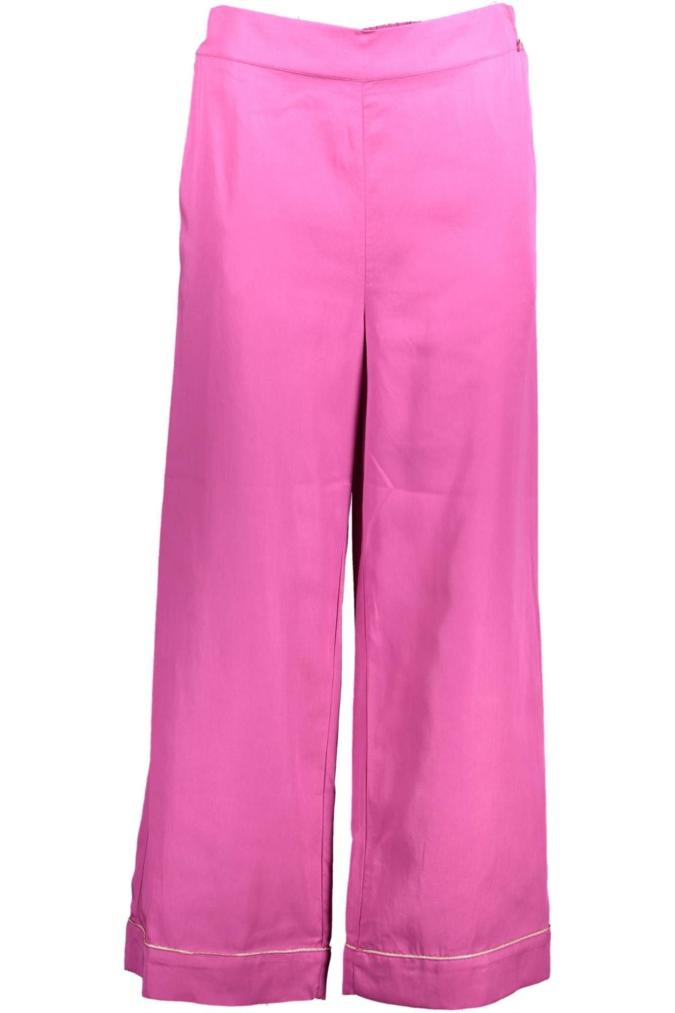 Chic Pink Trousers with Elastic Waistband