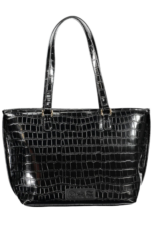 Elegant Contrasting Detail Black Shoulder Bag