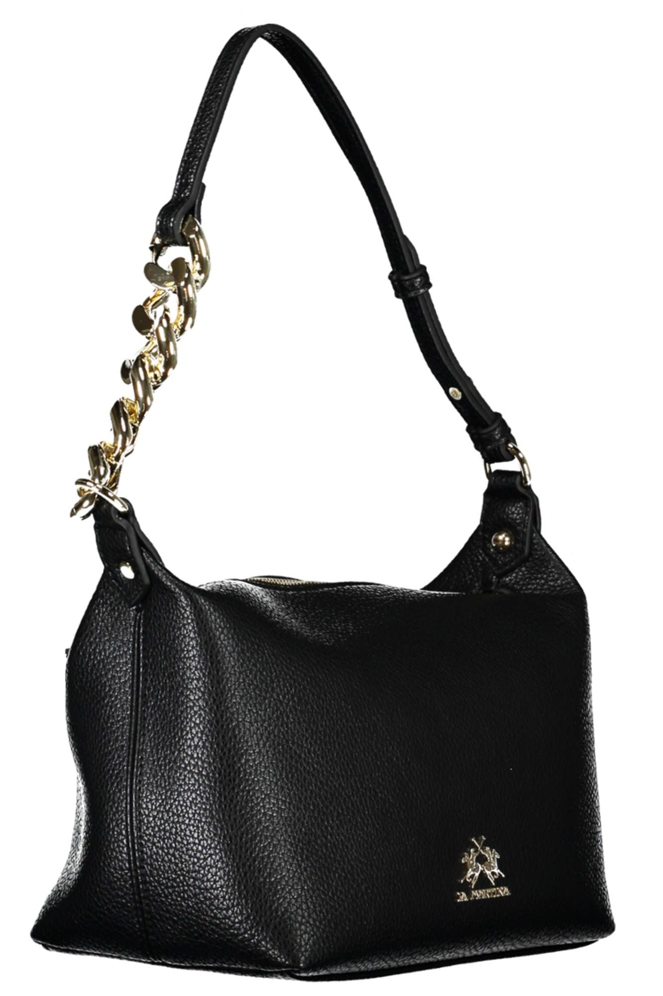 Chic Black Shoulder Bag with Contrasting Details
