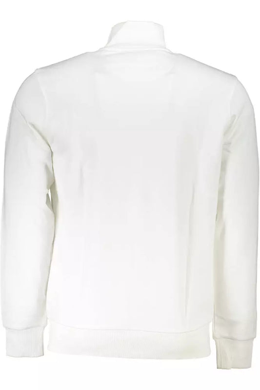 Elegant White Zippered Cotton-Blend Sweatshirt