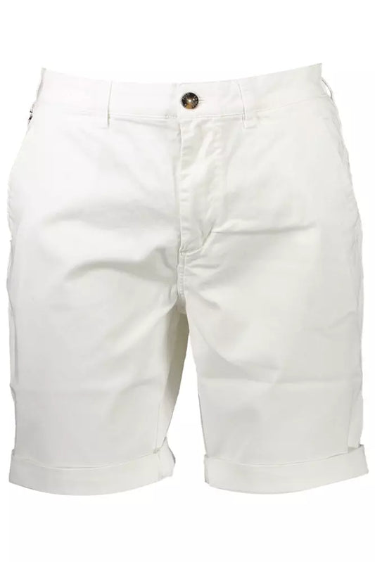 Slim Fit Embroidered White Bermuda Shorts