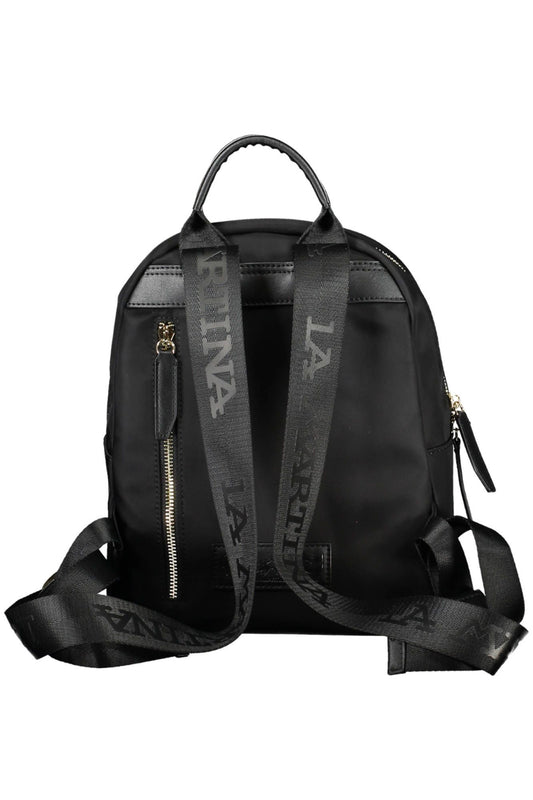 Sleek Black Nylon Backpack with Adjustable Straps