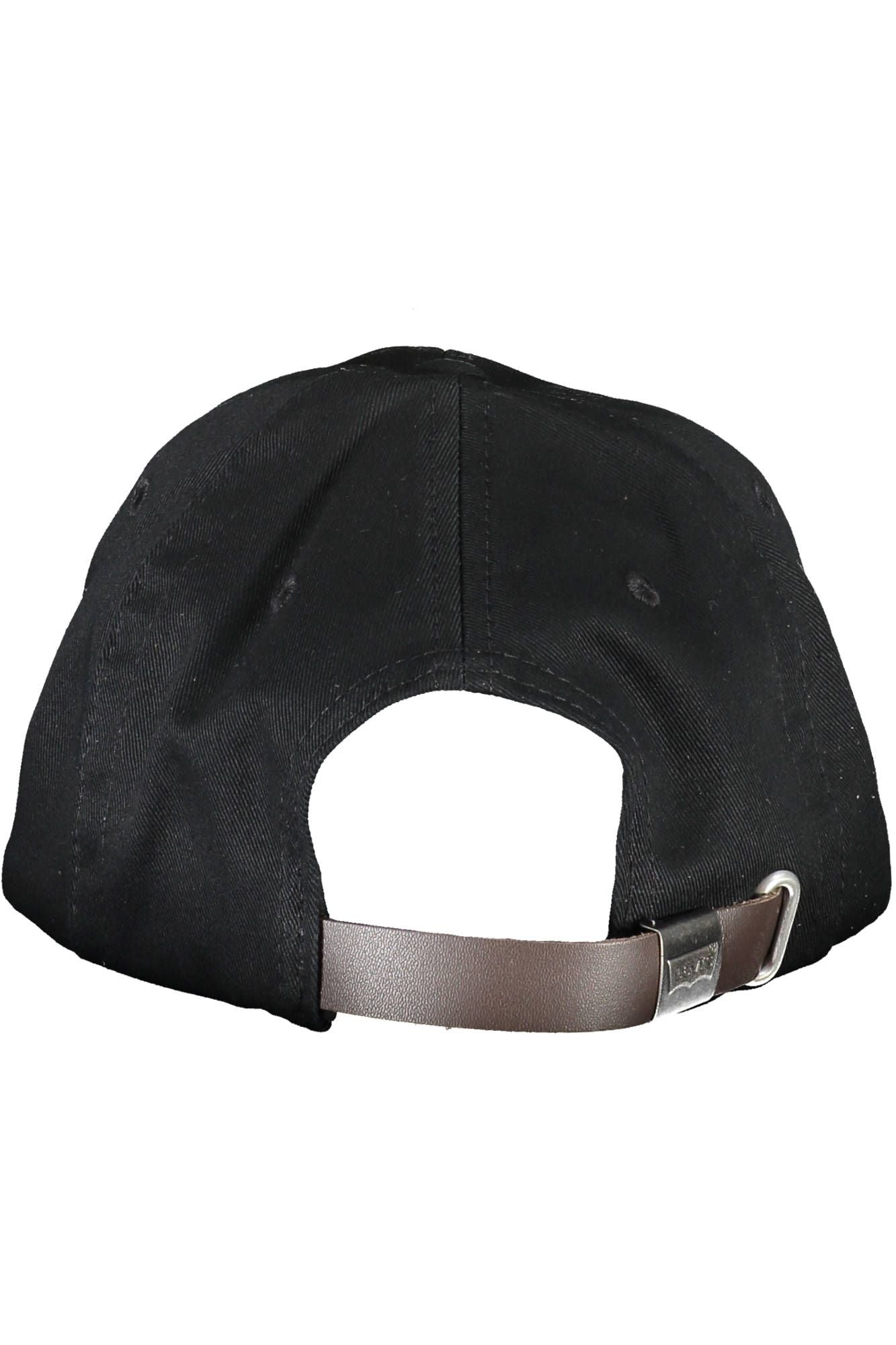 Sleek Black Cotton Cap with Logo Visor