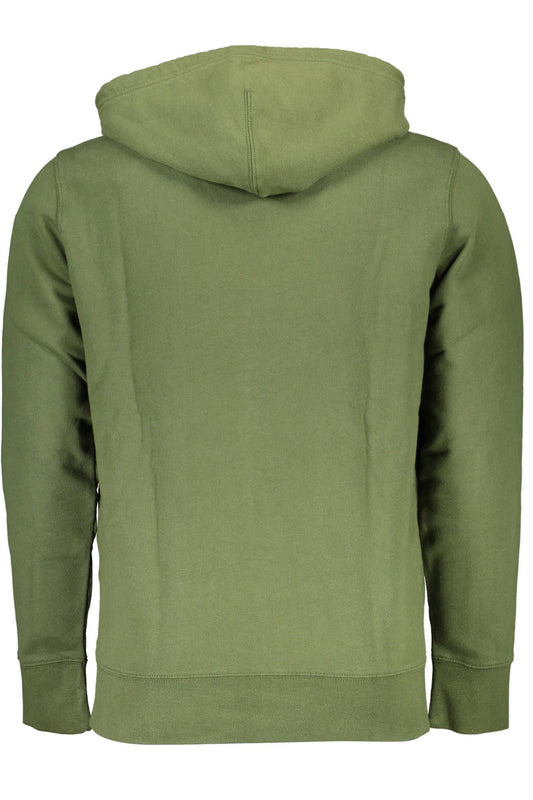Green Cotton Hooded Sweatshirt with Zip