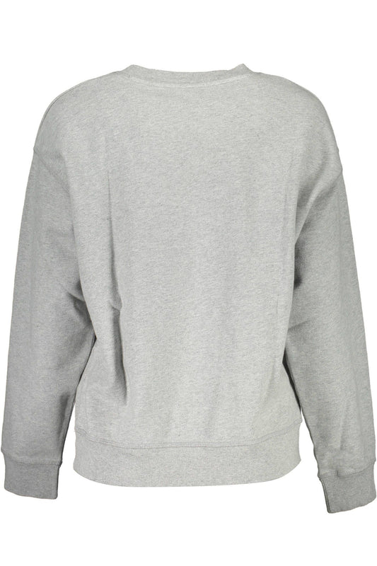 Chic Gray Cotton Round Neck Sweatshirt