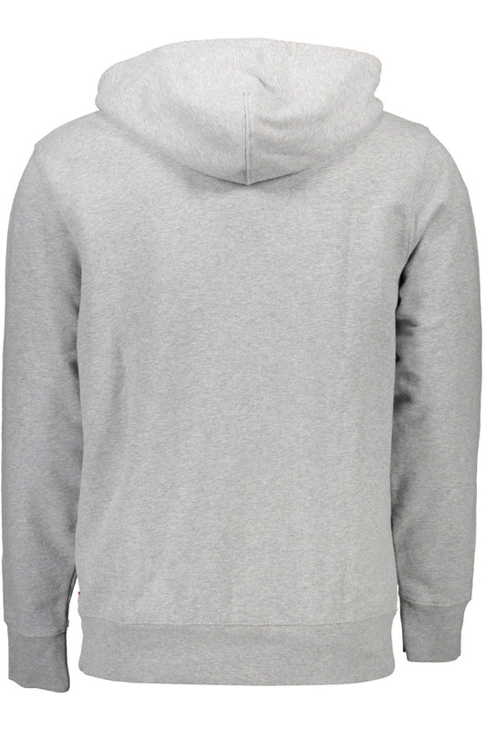 Chic Gray Cotton Hooded Sweatshirt with Logo