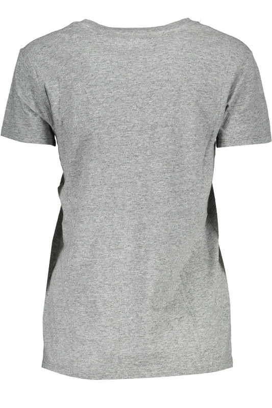 Chic Gray Printed Logo Cotton Tee for Women