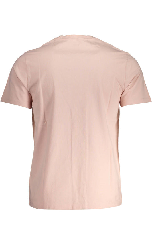 Chic Pink Cotton Crew Neck Tee with Logo Detail
