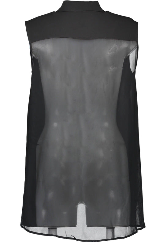 Elegant Sleeveless Black Shirt with Logo Detail