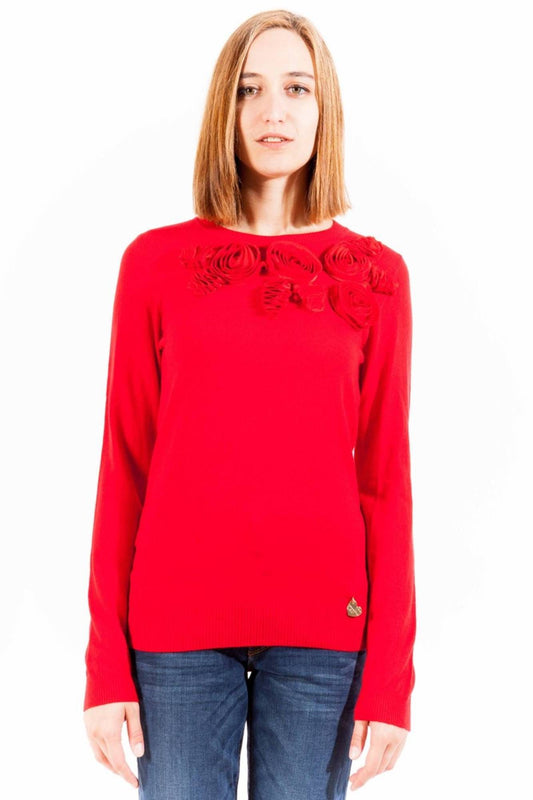 Chic Embroidered Logo Red Sweater