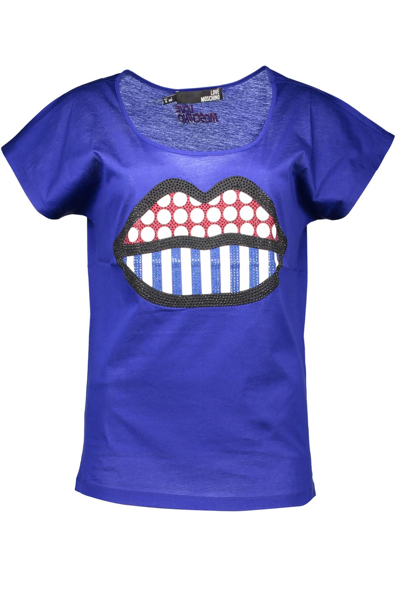 Chic Blue Logo Tee with Wide Neck