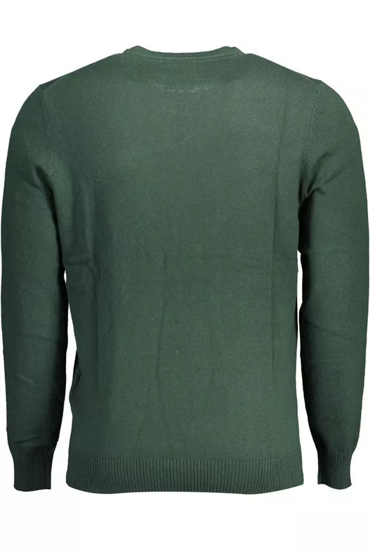 Elegant Green Cotton-Wool Blend Sweater