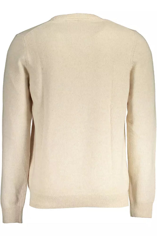Beige Wool Blend Round Neck Sweater