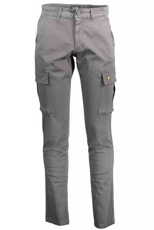 Sleek Gray Cotton Blend Trousers