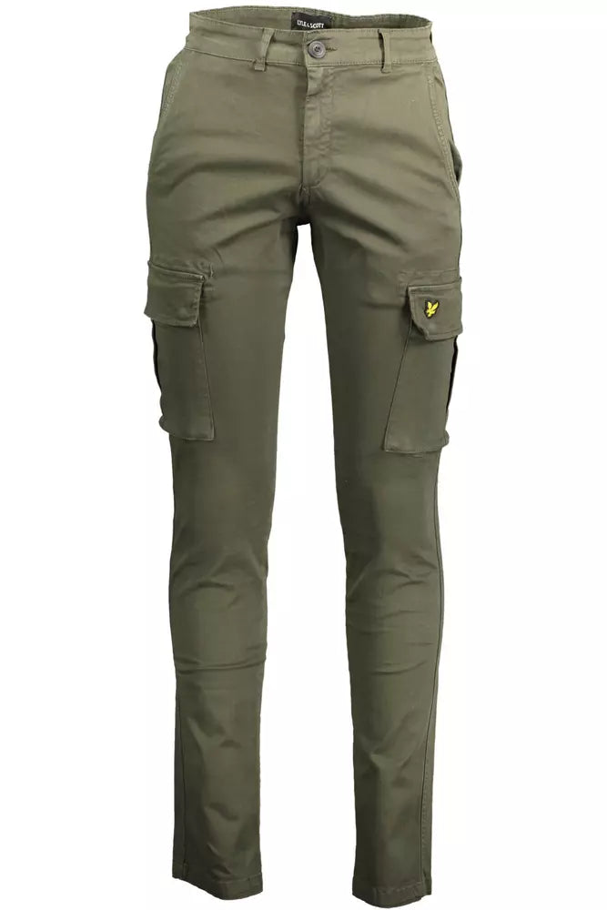 Chic Green Cotton Stretch Trousers