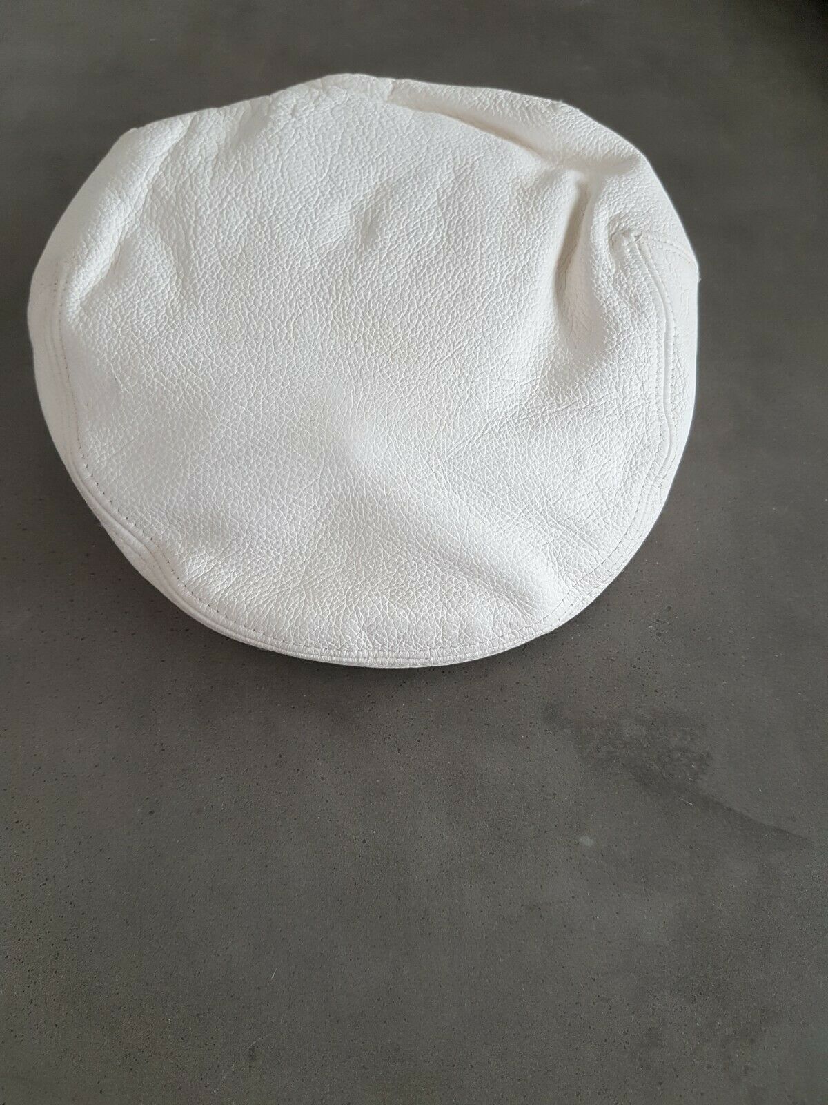 Mary J Blige Used and Worn White Leather Barney's Newsboy Cap