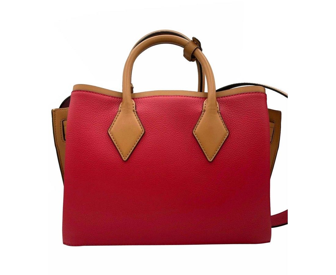 MCM Red Milano Ruby Leather Medium Tote Shoulder Bag
