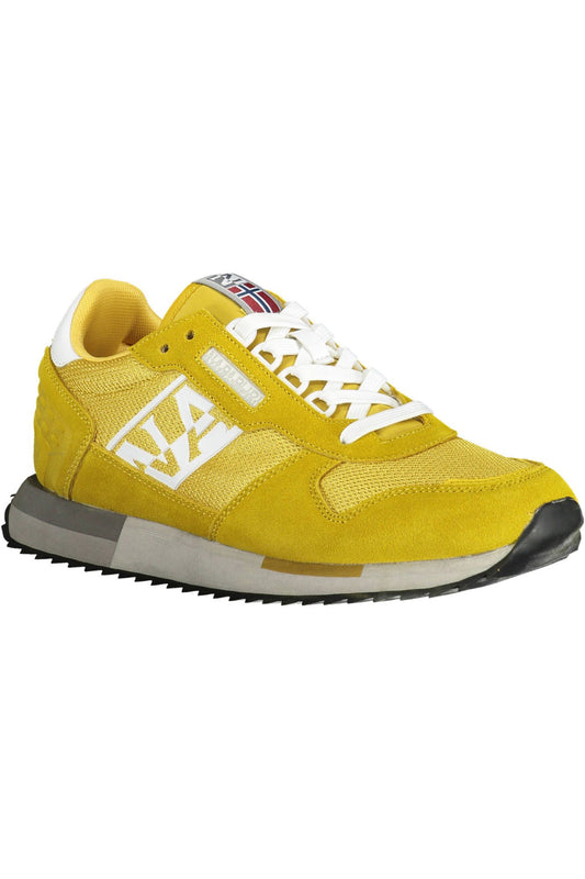 Vibrant Yellow Lace-Up Sporty Sneakers