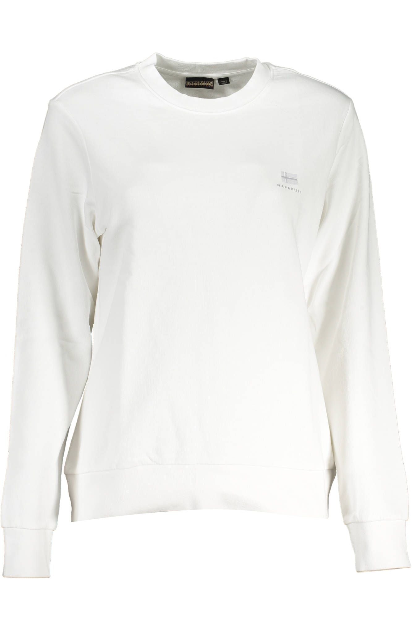 Elegant White Cotton Crew Neck Sweatshirt