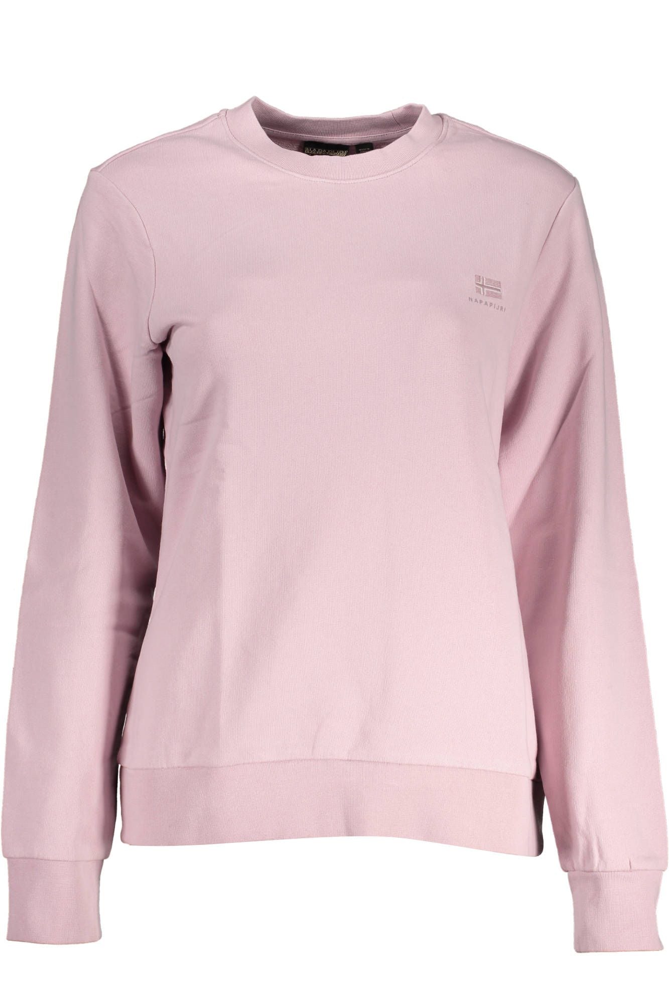 Pink Cotton Crew Neck Embroidered Sweatshirt